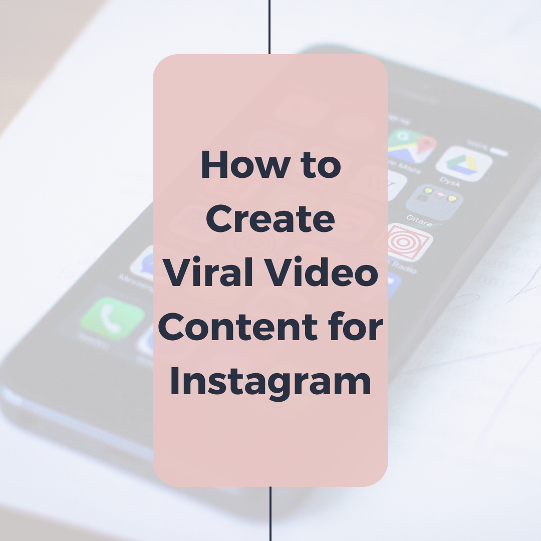 cell phone background with pictures of different apps on the screen with a sign in front that says "how to create viral video content on instagram"